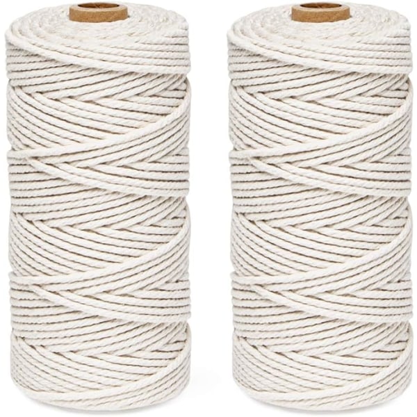 Macrame Rope Kit 3 mm x 200 m Beige bomullsgarn, 100 % bomull Macrame garn snöre, naturlig bomullssnöre för stickning Hängande växt Gör-det-själv-dekoration Gif