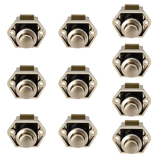 10st Mini-tryckknapp Låda Skåp Dörr Spärrlås Husvagn Husbil Nickel Båtlåsknopp