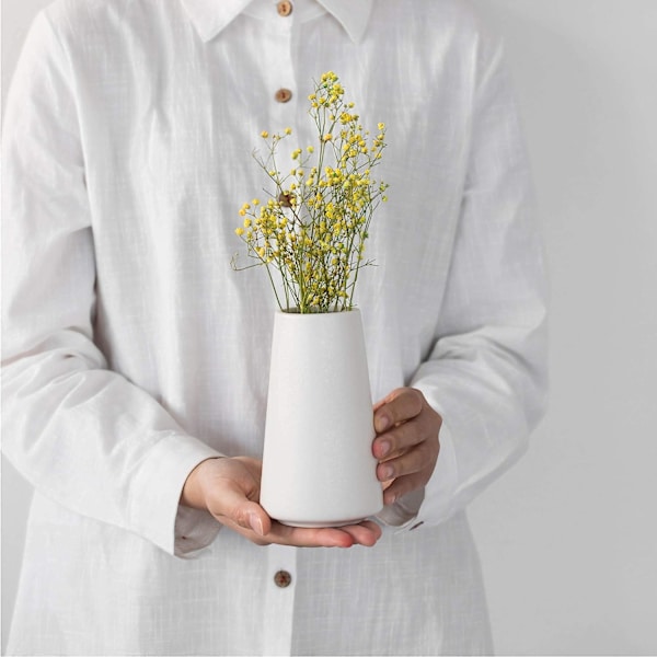 Keramikvas - Blomvas i minimalistisk stil för bordshylla Modern heminredning, lämplig för öppen spis Sovrum Kök Vardagsrum Mittpunkter Kontor