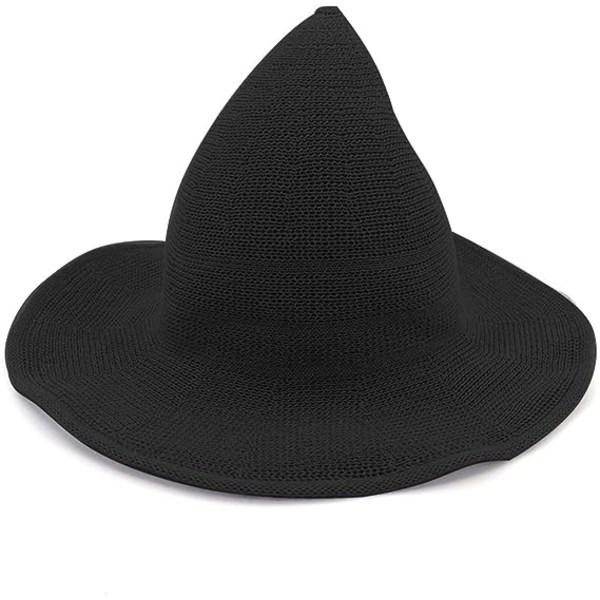 Dame Heksehat Strikket Fleece Hat til Halloween Fest Maskerade Cosplay Kostume Tilbehør (1 Pakke, Sort)