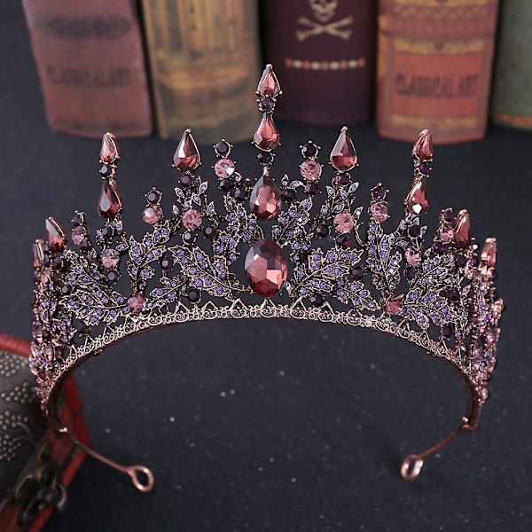 Kronor för kvinnor - Lila gotiska kronor för tjejer - Vintage barock drottning tiara för bröllopshuvudstycken, lila