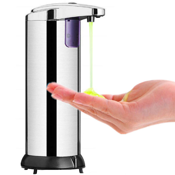 Automatisk sæbedispenser med sensor, 304 rustfrit stål, infrarød sensor, sæbebeholder, sæbedispenser