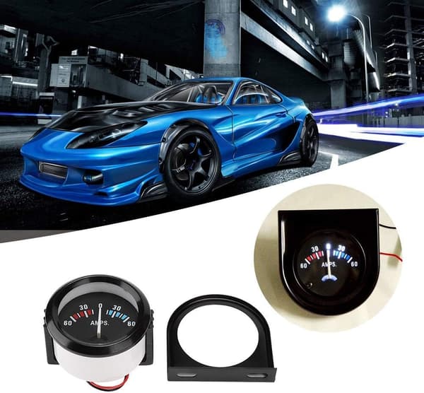 12V Amperemeter, 2 tommer/52 mm Bil Amperemeter Voltmeter 60-0-60A Ampere Måler Voltmeter til Autokøretøjer Pæn og Professionel