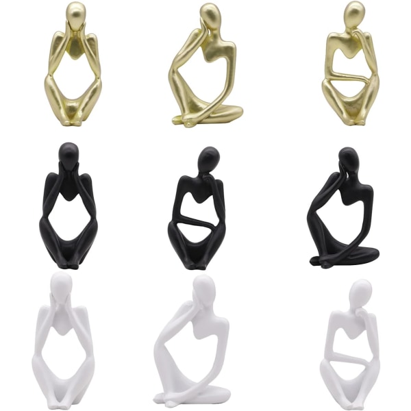 Abstrakt Skulptur, 3 delar Harts Mini Thinker Skulptur Ornament Set för skrivbord Hylla Inredning Kontor Sovrum Ballroom Dancers Balett Lovers Resi