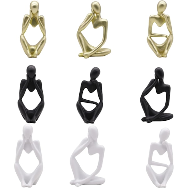 Abstrakt Skulptur, 3 Dele Resin Mini Tænker Skulptur Ornamenter Sæt til Kontorbord Hyldeindretning Kontor Soveværelse Balsal Dansere Balletelskere Resi