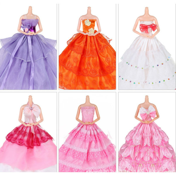 16 Barbie dockor slumpmässig bröllopsklänning kort klänning klänning kjol
