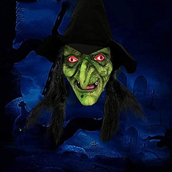Gammal kvinna häxa mask Halloween skrämmande kostym skrämmande part cosplay dekoration tillbehör