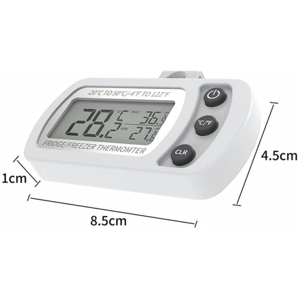 Digital kyltermometer, vattentät frystermometer med krok, lättläst LCD-skärm, max/min inspelningsfunktion, perfekt för hemmet, restauranger och