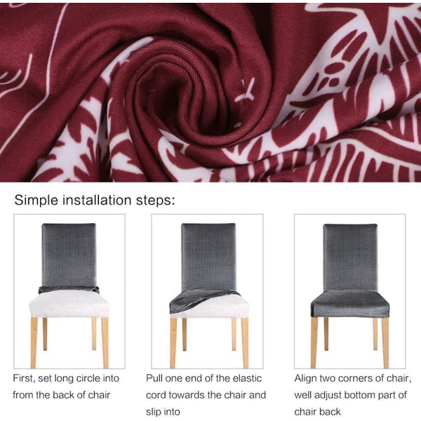 Julmatsalsöverdrag Set om 2, Stretch Xmas Parsons Chair Slipcovers Sätesskydd Tvättbar Spandex Köksstolsöverdrag för matsal,Chr