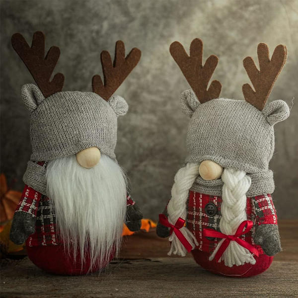 Joulutonttu pehmokoristeet, 1 kpl, käsintehty ruotsalainen Tomte skandinaavinen tonttunukke koriste, seisova poro tonttu joulupöytäkoriste