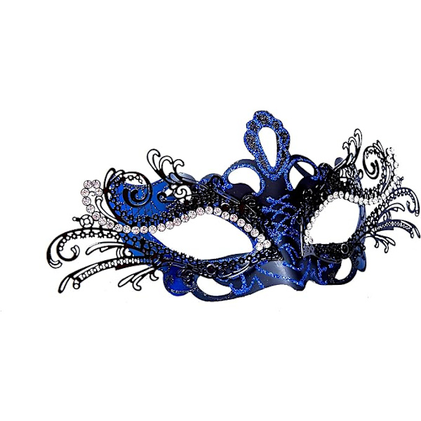 Maskeradmask, Mardi Gras-dekorationer Venetianska masker för kvinnor (blå-svart)
