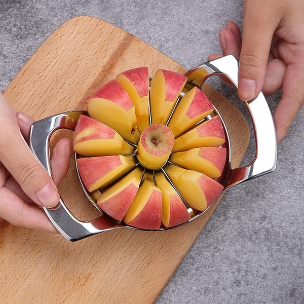 Eplekutter, 12-blads epleskreller, 10 cm fruktkutter med rustfritt stål, ideell for epler og pærer (sølv)
