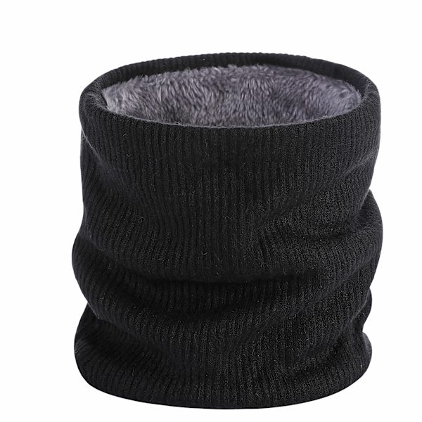 Talvi Kauluri Fleece Vuorattu Infinity Huivi Paksuuntuva Tuulenpitävä ja Pölytiivis Hiihto Ympyrä miehille naisille Kaksikerroksinen Fleece Vuori Neulos svart