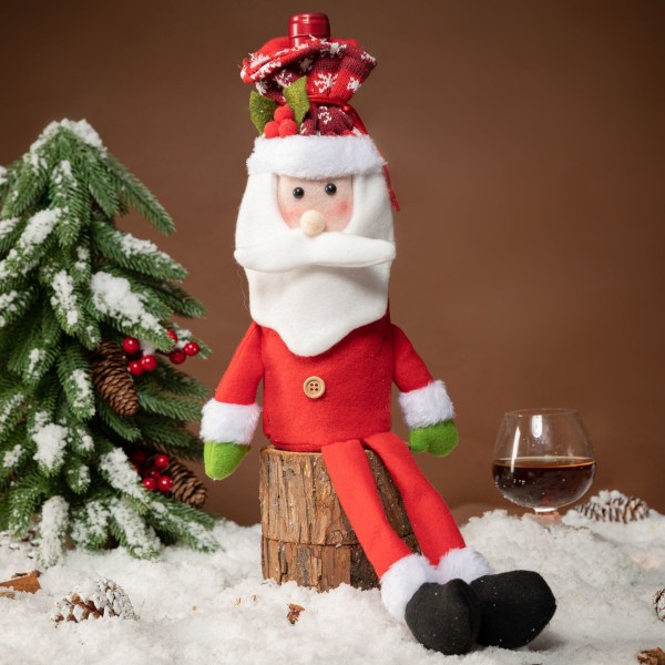 God Jul Krans Med LED Lys Juledekorasjon Dør Hengende Krans Anheng (svart+rød)