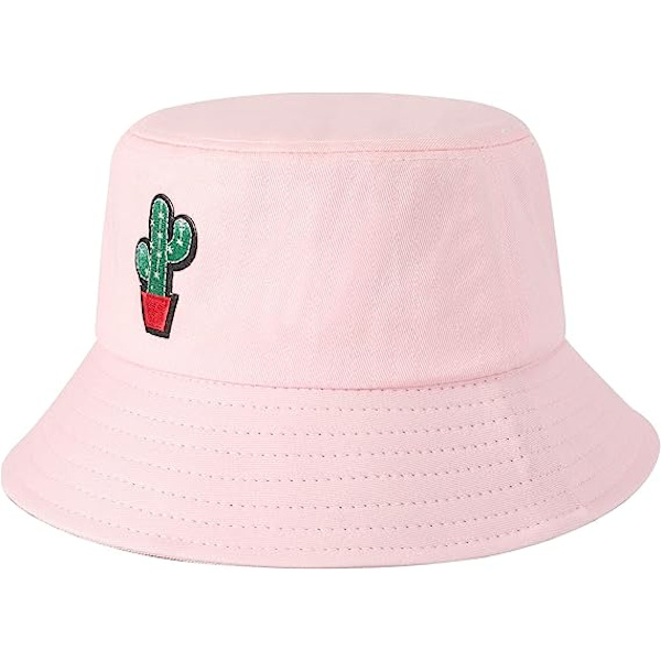 Bucket Hat Bomull Sommar Fisherman Hat för kvinnor män，（kaktus-rosa）