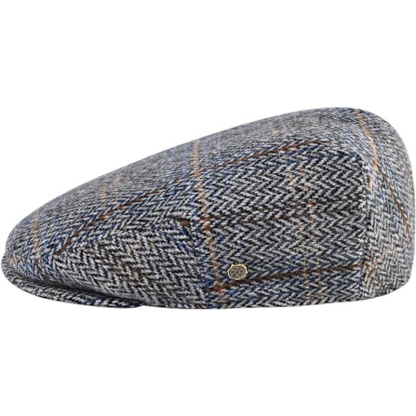 Herre Flat Herringbone Newsboy Hat Uldblanding Herringbone Kasket Kaffe Khaki One Size med Elastikbånd - Passer Hovedomkreds 56-58cm