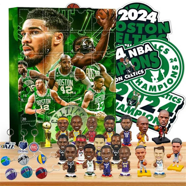 2D-kalender NBA Boston Celtics med julemotiv 24 gaver kalender med julemotiv til dukker Jul sjove legetøj B