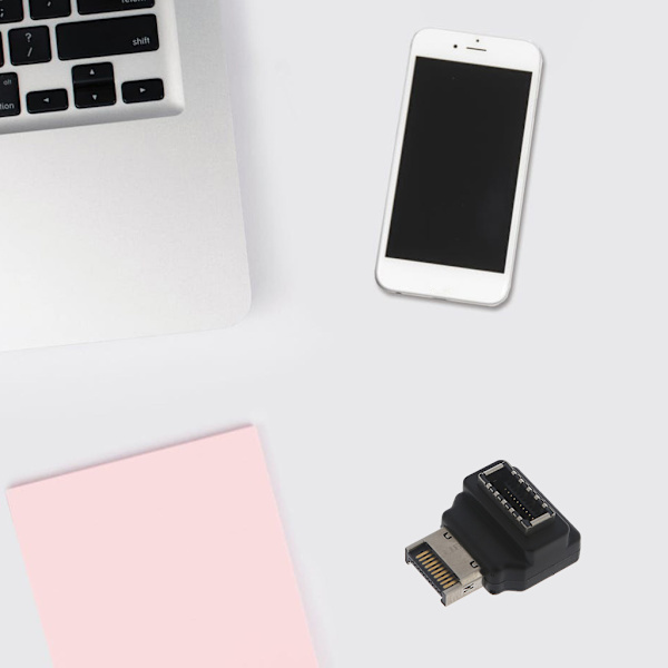 Tietokoneen emolevyn sisäinen liitin USB 3.1 Type-E naaras - Type-E uros 90 asteen kulma-adapteri Kestävä
