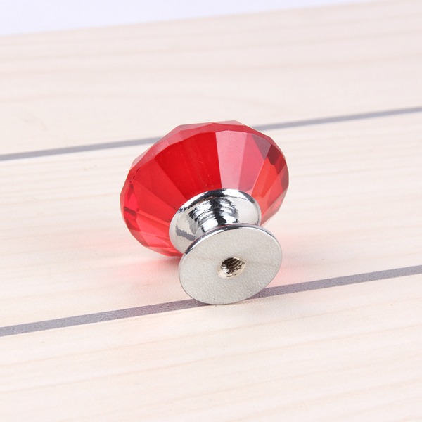 10 stk. røde krystalglas diamant greb skabslåge greb krystal dørhåndtag 30mm