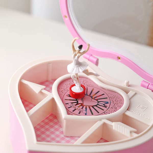 Musik Rejse Smykkeskrin Organizer Bakke Danse Ballet Smykkeskrin Memory Box Pige Fødselsdagsgave (Pink)