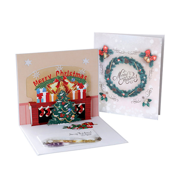 3 stk. Merry Christmas Pop Up-kort, 3D Popup-gratulasjonskort til jul, Pop Up-julekort, Julekort 3D