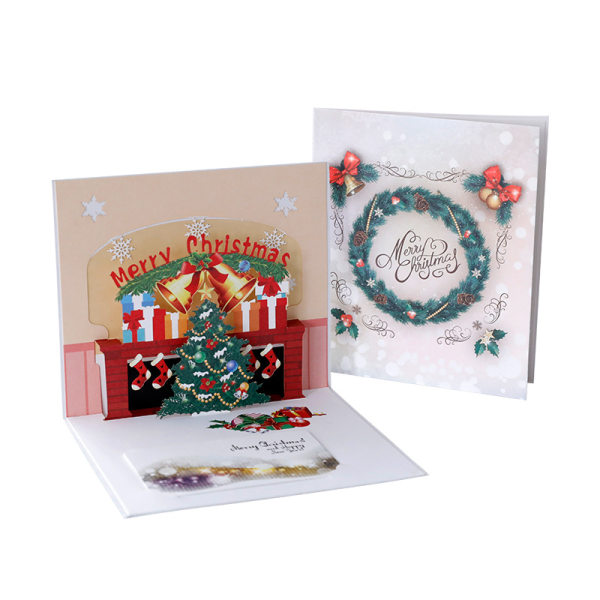 3 stk. Merry Christmas Pop Up-kort, 3D Popup-lykønskningskort til jul, Pop Up-julekort, Julekort 3D