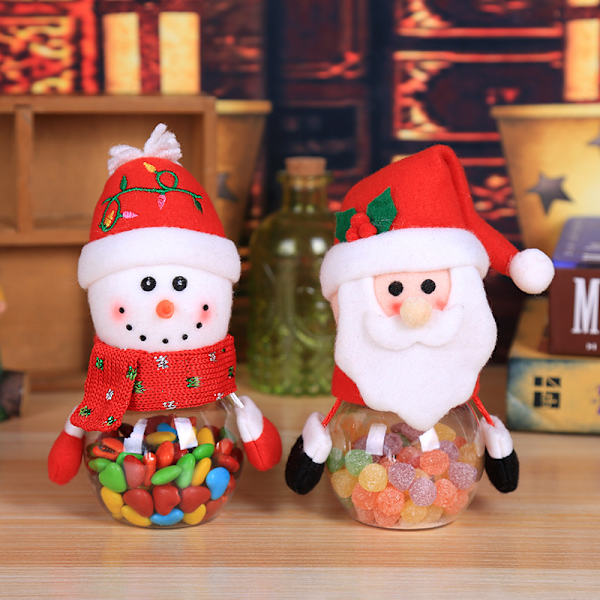 5 st Transparent plast julgodisaskar Presentask för gammal snögubbe Älg Juldekoration för barn Små presenter