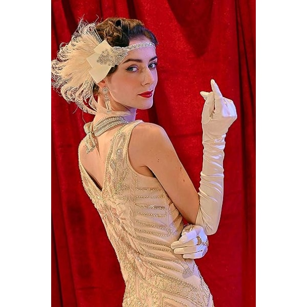 Kvinners Kvelds Hanske Lang Satin Hanske Satin Bryllupshanske Klestilbehør År 1920 Klassisk Stil for Bryllup Kveld Opera Elastisk Midje, Rød
