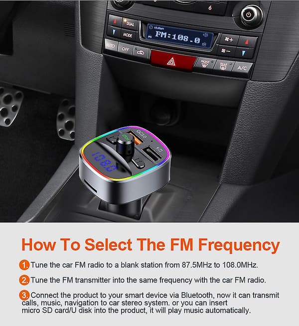 Billader Hurtiglading/ Mp3 Bluetooth-spiller/ FM-sender Fargerike stemningslys