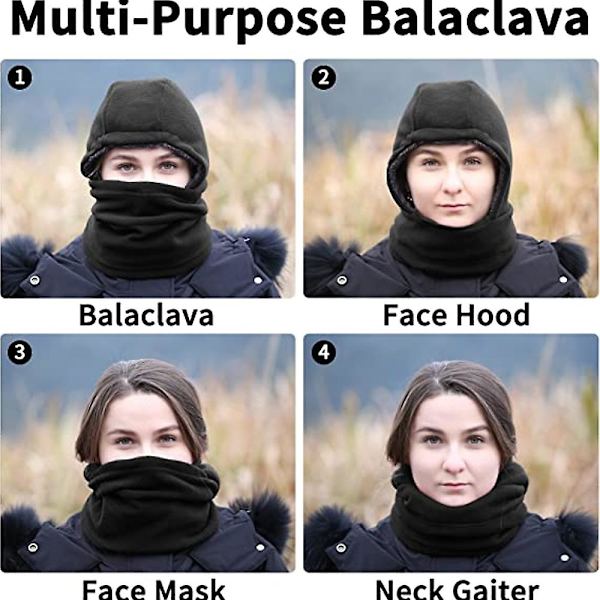 Talvinen ulkoilumaski, lämmin, paksuuntettu ja suurennettu tuulenpitävä fleece-myssy