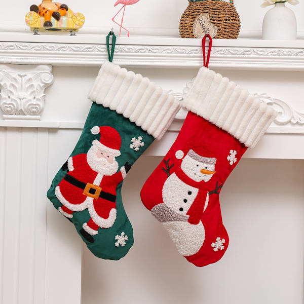 2 par julsaker Stor äldre snögubbe Broderade julstrumpor Julgran Öppen spis Dekoration Presentstrumpor 37*26cm