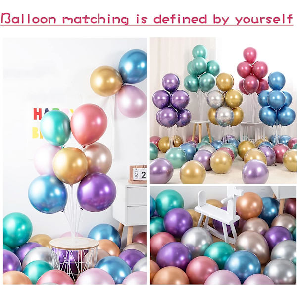 Festballoner, 100 stk. 10 tommer metal latex balloner, dekorative ballonsæt i forskellige farver, velegnet til fødselsdag, bryllup, julefrokost