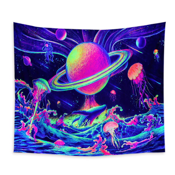 UV ljus gobeläng Färgglad planet heminredning fest självlysande gobeläng 130x150cm