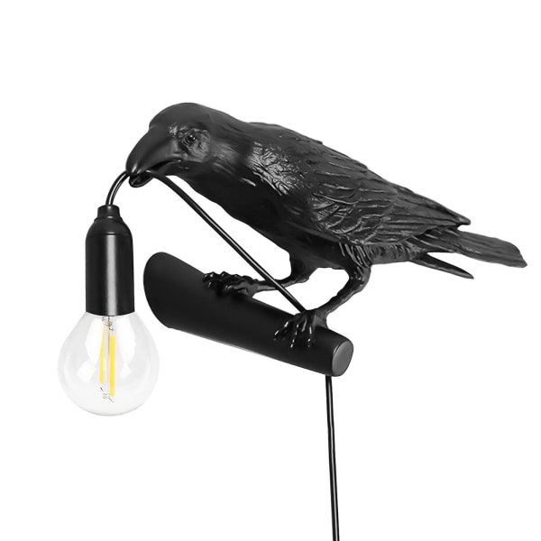 Fågellampa Resin Crow Led-ljus Sovrumsvägglampa Bord Vardagsrumskonstdekoration(svart#2)