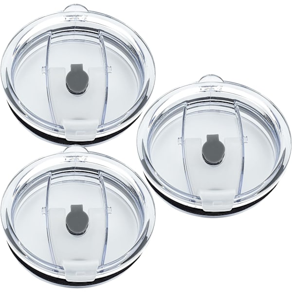 30 oz glaslock med extra 3 silikonringar, utbyte av glasskydd 3-pack Spillsäkert stänksäkert resemugg lock med halmhål Vit