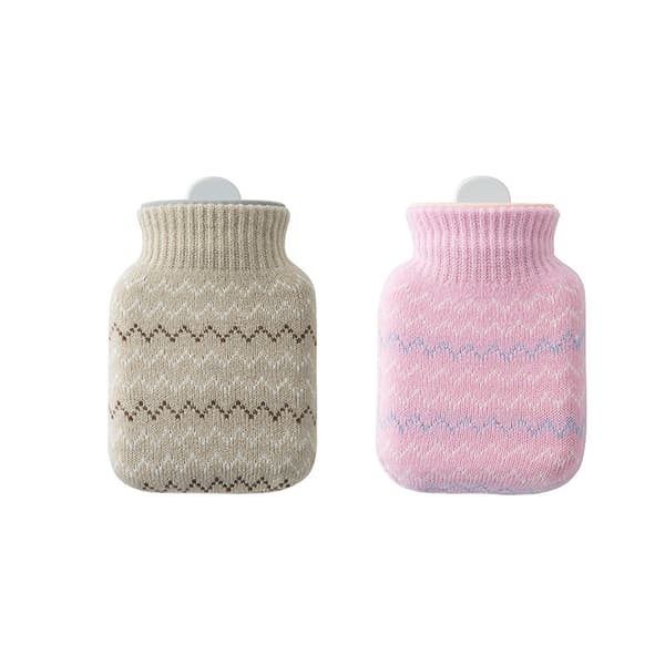 2-pack Silikon Varmvattenflaskor, Mini Mikrovågsugnsbara Varmvattenflaskor Med Söt Stickning