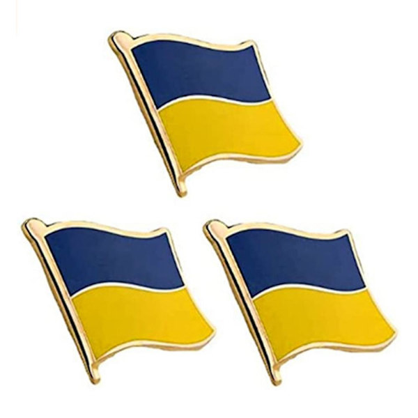 3 stycken Ukraina Land Flagga Pin Lapel Pin Brosch Badge För Unisex Kvinnor Män