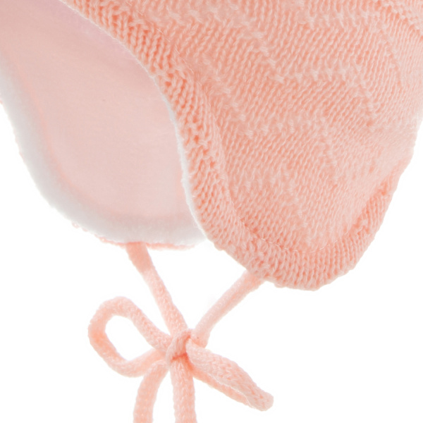 Børns høreværnshue ensfarvet pelskvast plus fleece stribet baby strikket uldhue (pink)