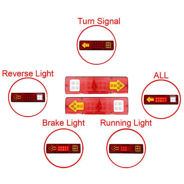 1 stk 12V 19 LED Baklykter Brems Blinklys Ryggelys For Bil Tilhenger Lastebil