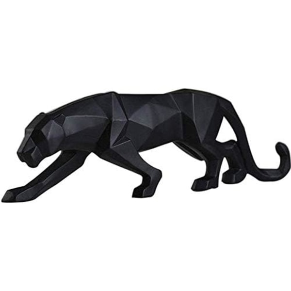 Panther Skulptur Ornament, Panther Skulptur/Staty Modern Geometrisk Hart Leopard Ornament/Konsthantverk Dekor för Hembibliotek Fönster Butik - Svart, S