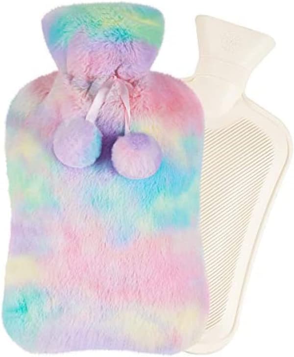 Regnbue Mønster Super Blød Fluffy Termokande og Låg til Vandpåfyldning