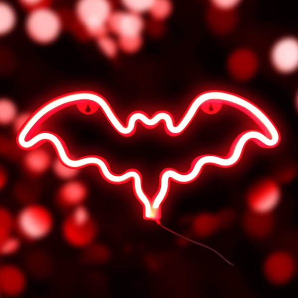 LED Neon Flaggermus Lys Juledekorasjon, Flaggermusformet Halloween N