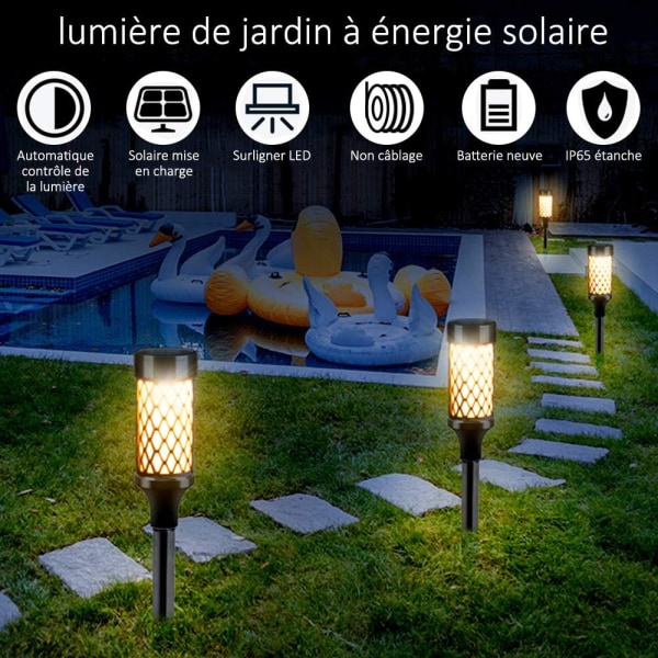 2-pack soldrivna utomhus trädgårdslampor varmvita, LED soldrivna lampor Vattentät IP65 utomhusdekoration för stigar/gård/uteplats/däck/bröllop/P