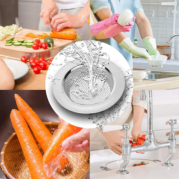 4Kitchen tiskialtaan siivilä, ruostumattomasta teräksestä valmistettu tiskialtaan siivilä, keittiön tiskialtaan ritilä, paksumpi, ulkohalkaisija 112mm/4,4 tuumaa (suuri koko)