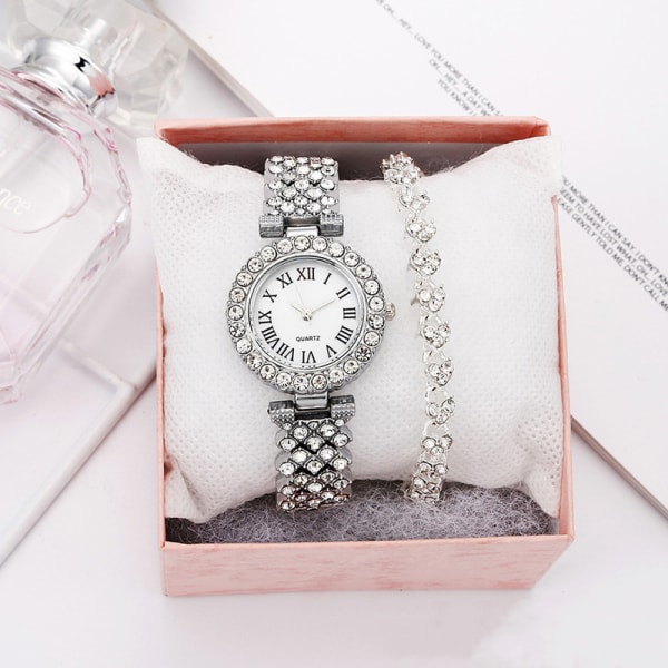 Diamantinlagd watch Watch Quartz watch Watch (silverig)