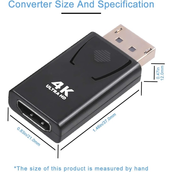 2-pack DisplayPort till HDMI Adapter 4K, Guamar Display Port till HDMI (Monitor), Guldpläterade DP hane till HDMI honkontakter för HP Laptop, PC, Compute