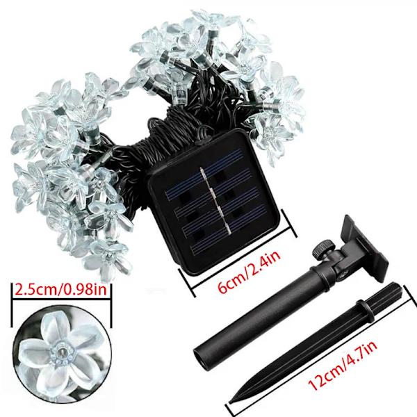 5/7/12m LED Körsbärsblomma Solcell Ljusslinga Trädgård Fairy Ljus，yttre vattentät tejp för innergård dekoration färgad 12m 100 LED