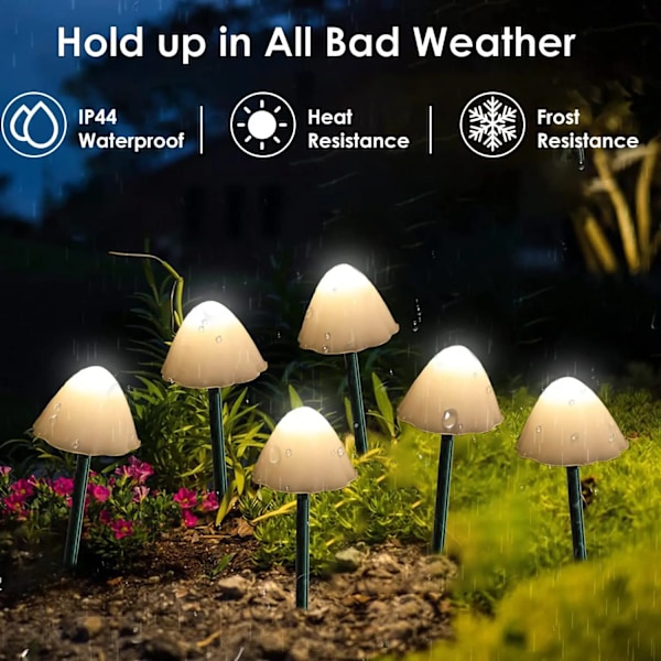 LED Solar Mushroom Lights Gatebelysning Utendørs Vanntett Plen Dekorativ Lampe Terrasse Hage Jul Ferie Dekorasjon