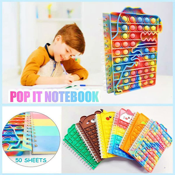 Pop Fidget It Notebook, Push Bubble A5 Spiral Notebooks Fidget Toys, Söta kompositions anteckningsböcker, College Ruled Notebooks, Protable för skolkontoret