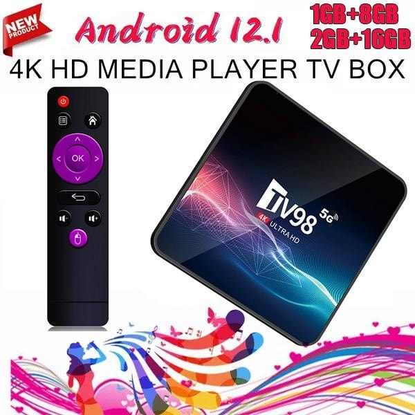 Ny uppgradering TV98 H313 Smart Set-Top TV-box Quad Core 4K Media Android 12.1 Gadget Core Smart Set-Top Box 5G WiFi Netflix 4K Media Player 1+8G